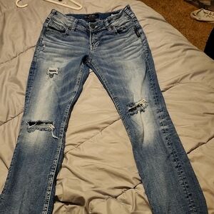 Silver Jeans Blue Skinny Distressed Jeans